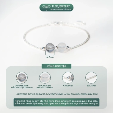 Vòng tay bạc nữ TLEE 925 mix hạt đá phong thủy tự nhiên và charm bi giá ưu đãi 400k 2 Vòng tay bạc nữ TLEE 925 mix hạt đá phong thủy tự nhiên và charm bi giá ưu đãi 400k 2