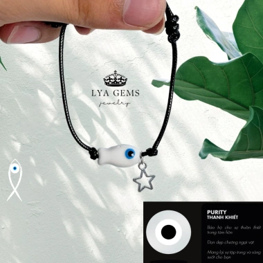 Vòng tay cá mắt quỷ xanh dương charm sao may mắn Lyagems kèm sticker dễ thương, giá 27.500₫