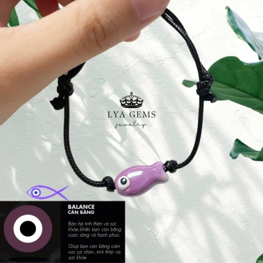 Vòng tay cá mắt quỷ xanh dương charm sao may mắn Lyagems kèm sticker dễ thương, giá 27.500₫