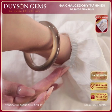 Vòng tay Chalcedony tự nhiên bản hẹ xám khói - Phong thủy Duyson Gems, giảm giá 1.12 triệu