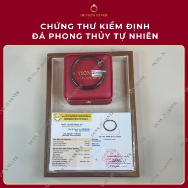 Vòng tay Chalcedony tự nhiên bản hẹ xám khói - Phong thủy Duyson Gems, giảm giá 1.12 triệu