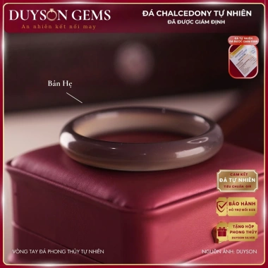 Vòng tay Chalcedony tự nhiên bản hẹ xám khói - Phong thủy Duyson Gems, giảm giá 1.12 triệu