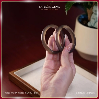 Vòng tay Chalcedony tự nhiên bản hẹ xám khói - Phong thủy Duyson Gems, giảm giá 1.12 triệu