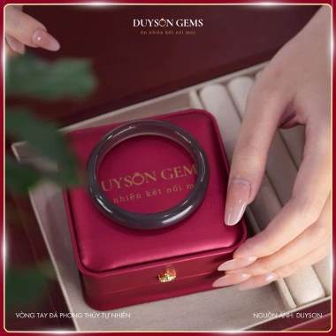 Vòng tay Chalcedony tự nhiên bản hẹ xám khói - Phong thủy Duyson Gems, giảm giá 1.12 triệu