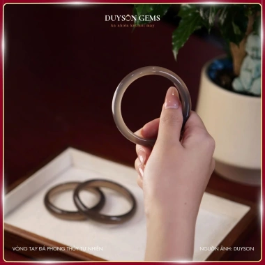 Vòng tay Chalcedony tự nhiên bản hẹ xám khói - Phong thủy Duyson Gems, giảm giá 1.12 triệu
