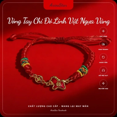 Vòng Tay Chỉ Đỏ Ngựa Vàng 2.026 AriesStar Thanh Lịch Thành Công Ưu Đãi