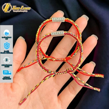 Vòng tay chỉ tông đỏ ngũ sắc kiểu Tibet ống trụ khắc chú bình an may mắn DIY Tuệ Lâm - Giá ưu đãi 75.000 VND