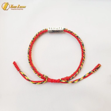 Vòng tay chỉ tông đỏ ngũ sắc kiểu Tibet ống trụ khắc chú bình an may mắn DIY Tuệ Lâm - Giá ưu đãi 75.000 VND
