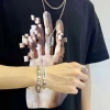 Vòng Tay Chrome HEARTS Bạc 925 Lưỡi Lớn Cán Đá Mỏng Punk Rock Phụ Kiện Hip Hop Quà Tặng Ngày Lễ Tình Nhân 5