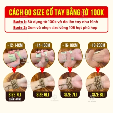 Vòng tay chuỗi 108 hạt Trầm Hương Sơn Mộc Hương + đá phong thủy, may mắn mọi mệnh - 399.500₫