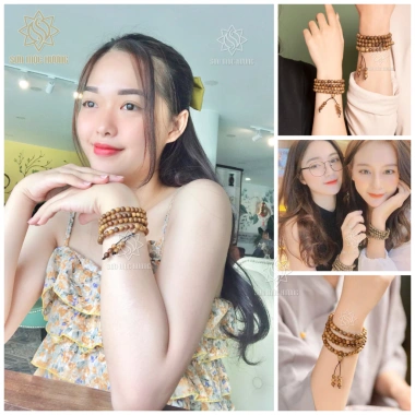 Vòng tay chuỗi 108 hạt Trầm Hương Sơn Mộc Hương + đá phong thủy, may mắn mọi mệnh - 399.500₫