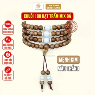 Vòng tay chuỗi 108 hạt Trầm Hương Sơn Mộc Hương + đá phong thủy, may mắn mọi mệnh - 399.500₫ 10 Vòng tay chuỗi 108 hạt Trầm Hương Sơn Mộc Hương + đá phong thủy, may mắn mọi mệnh - 399.500₫ 10