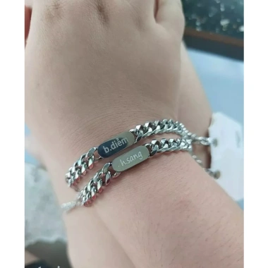 Vòng tay Cuba khắc tên thép TITAN không gỉ, Nam nữ, quà tặng tình yêu, giảm còn 79.000₫