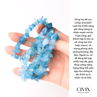 Vòng tay đá chip Aquamarine hỗ trợ bình yên, thanh lọc, giao tiếp rõ ràng - giá 119.000 VND 2
