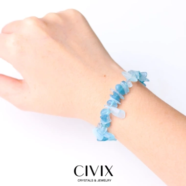 Vòng tay đá chip Aquamarine hỗ trợ bình yên, thanh lọc, giao tiếp rõ ràng - giá 119.000 VND 4