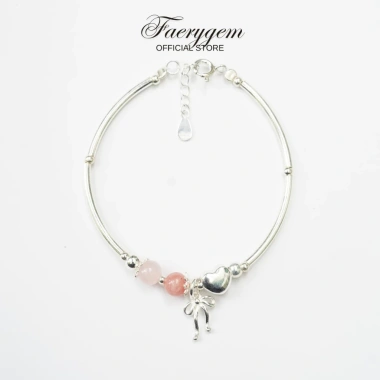 Vòng tay đá đào hoa & thạch anh hồng Faerygem bạc S925 - Đá tình duyên, giá 1.05tr