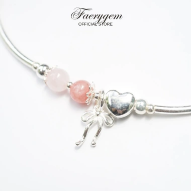 Vòng tay đá đào hoa & thạch anh hồng Faerygem bạc S925 - Đá tình duyên, giá 1.05tr
