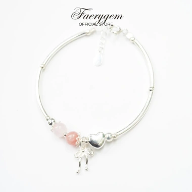 Vòng tay đá đào hoa & thạch anh hồng Faerygem bạc S925 - Đá tình duyên, giá 1.05tr