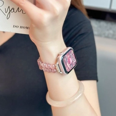 Vòng tay đá mắt mèo Đàn Hồi cho iWatch S8/7/6/SE/5 - Đính hạt, phù hợp 40-45mm 4