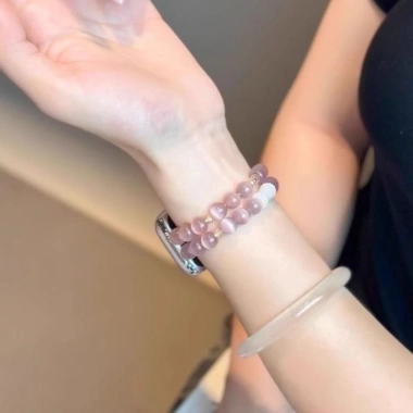 Vòng tay đá mắt mèo Đàn Hồi cho iWatch S8/7/6/SE/5 - Đính hạt, phù hợp 40-45mm 8