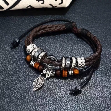Vòng Tay Da Nam Nữ Regi Lắc Tay Merin Họa Tiết Lá Cổ Điển Retro - 65k 10 Vòng Tay Da Nam Nữ Regi Lắc Tay Merin Họa Tiết Lá Cổ Điển Retro - 65k 10