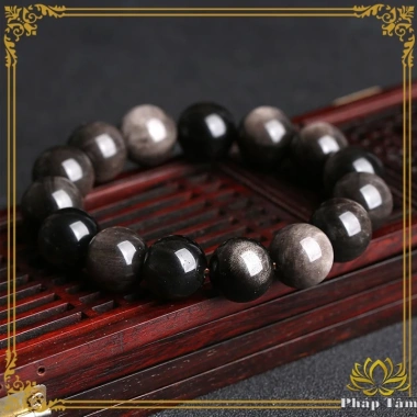 Vòng Tay Đá Núi Lửa Obsidian Vân Xám Khói 5A - Tâm Phong Thủy, Giá 299.000 VND 4