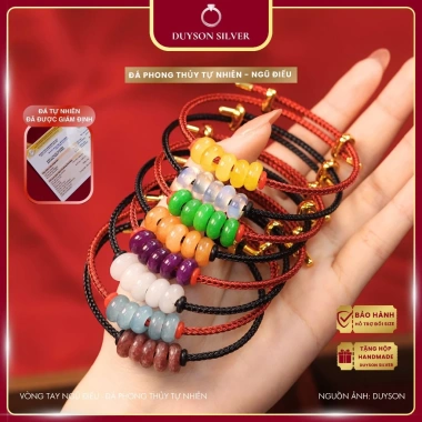 Vòng tay đá phong thủy Ngũ điếu tự nhiên Duyson Silver - Lắc tay PHÚC LỘC THỌ TÀI HỶ LTPT1, giảm giá 280k