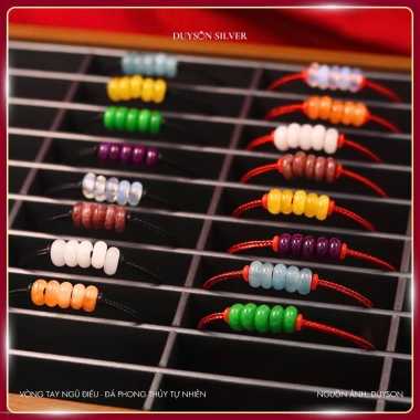 Vòng tay đá phong thủy Ngũ điếu tự nhiên Duyson Silver - Lắc tay PHÚC LỘC THỌ TÀI HỶ LTPT1, giảm giá 280k