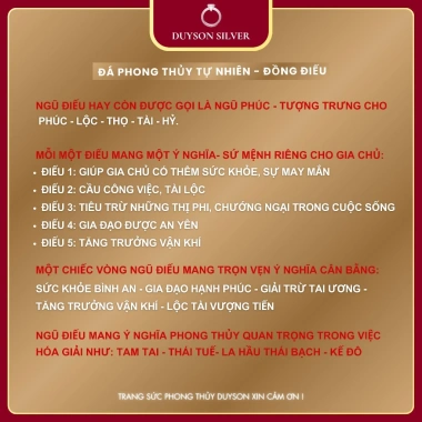 Vòng tay đá phong thủy Ngũ điếu tự nhiên Duyson Silver - Lắc tay PHÚC LỘC THỌ TÀI HỶ LTPT1, giảm giá 280k