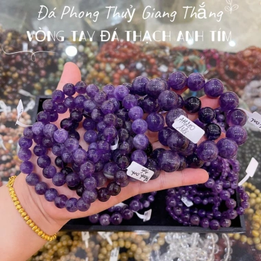 Vòng tay đá TA tím đậm Vip nguyên khối phong thủy - Giá ưu đãi 150.000 VND