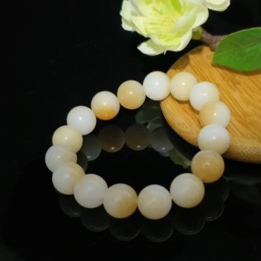 Vòng tay đá thạch anh giả Hetian màu trắng ngọc, hạt 6-12mm, thiết kế tinh tế, giá ưu đãi 287.484 VND