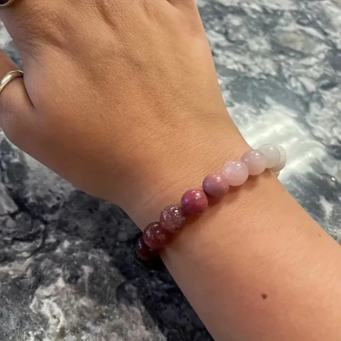 Vòng tay đá tự nhiên 8mm đính cườm nữ - Dây đàn hồi, trang sức may mắn, giảm giá 5