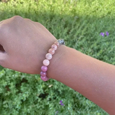 Vòng tay đá tự nhiên 8mm đính cườm nữ - Dây đàn hồi, trang sức may mắn, giảm giá 6