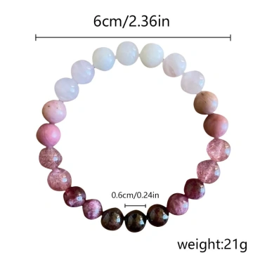 Vòng tay đá tự nhiên 8mm đính cườm nữ - Dây đàn hồi, trang sức may mắn, giảm giá 10