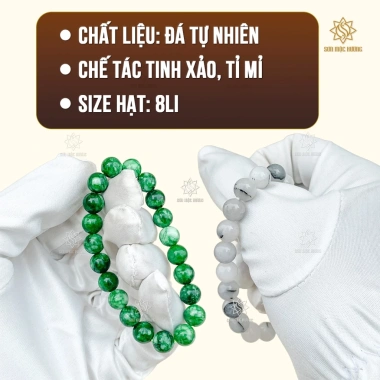 Vòng tay đá tự nhiên cao cấp phong thủy mệnh Kim Mộc Thủy Hỏa Thổ Mộc Hương nam nữ