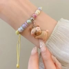 Vòng tay dây dệt Capybara hoạt hình nam - Dây chuyền gấu hoa, đính cườm Dopamine, điều chỉnh được, quà tặng đôi 44.770 6
