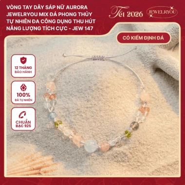 Vòng tay dây sáp nữ AURORA JEWELRYOU mix đá tự nhiên - năng lượng tích cực, 703.000₫