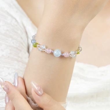Vòng tay dây sáp nữ AURORA JEWELRYOU mix đá tự nhiên - năng lượng tích cực, 703.000₫