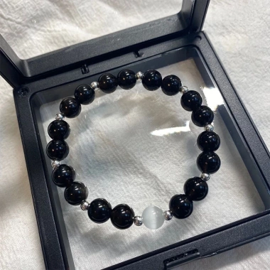 Vòng tay đôi hạt obsidian thiết kế vintage phong cách, quà tặng thời trang 5