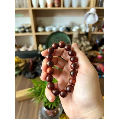 Vòng Tay Gỗ Tử Đàn 12li Ấn Kim Sa - Cao Cấp Tiểu Diệp Lá Nhỏ Phong Thủy, Giá 1.6 triệu 5