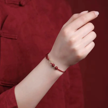 Vòng tay Handmade Cinnabar vô cực phong cách Trung Quốc Thu hút giàu có, quà may mắn 38,410₫