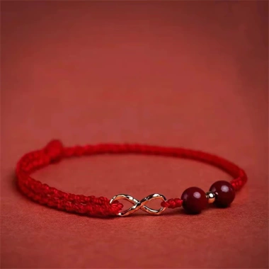 Vòng tay Handmade Cinnabar vô cực phong cách Trung Quốc Thu hút giàu có, quà may mắn 38,410₫