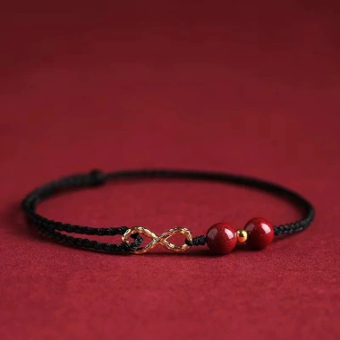 Vòng tay Handmade Cinnabar vô cực phong cách Trung Quốc Thu hút giàu có, quà may mắn 38,410₫