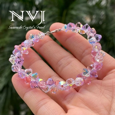 Vòng tay hồng tím pha lê Swarovski - Quà tặng NVJ 8/3, 20/10, sinh nhật, lễ Tết, giá 531k 2