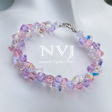 Vòng tay hồng tím pha lê Swarovski - Quà tặng NVJ 8/3, 20/10, sinh nhật, lễ Tết, giá 531k 4