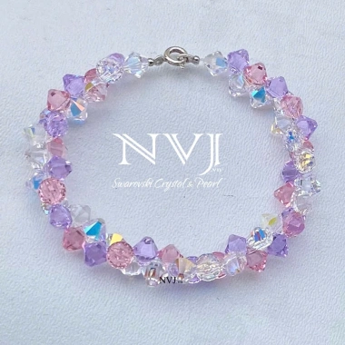 Vòng tay hồng tím pha lê Swarovski - Quà tặng NVJ 8/3, 20/10, sinh nhật, lễ Tết, giá 531k 6