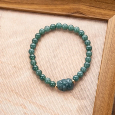 Vòng Tay Lam Ngọc Type A 6ly Charm Tỳ Hưu Phong Thuỷ - Ngọc Trai Trường Thịnh