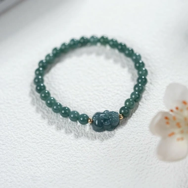Vòng Tay Lam Ngọc Type A 6ly Charm Tỳ Hưu Phong Thuỷ - Ngọc Trai Trường Thịnh