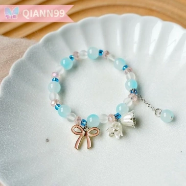 Vòng tay Lily of the Valley mới - Pha lê hồng, phụ kiện thời trang tươi mát cho bé gái 3