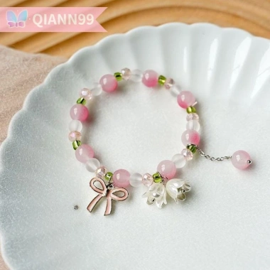 Vòng tay Lily of the Valley mới - Pha lê hồng, phụ kiện thời trang tươi mát cho bé gái 6